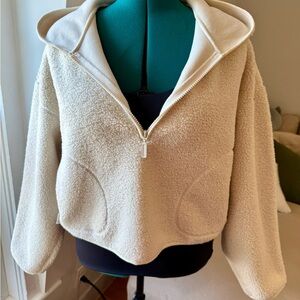 Uniqlo Cream Teddy Jacket Cozy Casual Style